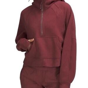 Lululemon Scuba Oversized Half Zip Hoodie M/L Wine Burgundy Pullover EUC